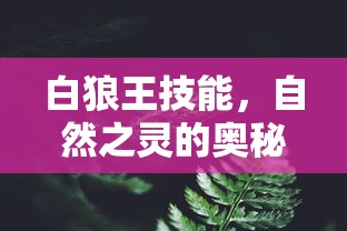 白狼王技能，自然之灵的奥秘