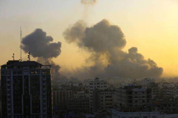 Smoke rises following Israeli airstrikes in Gaza City. Picture: AP Photo/Abed Khaled