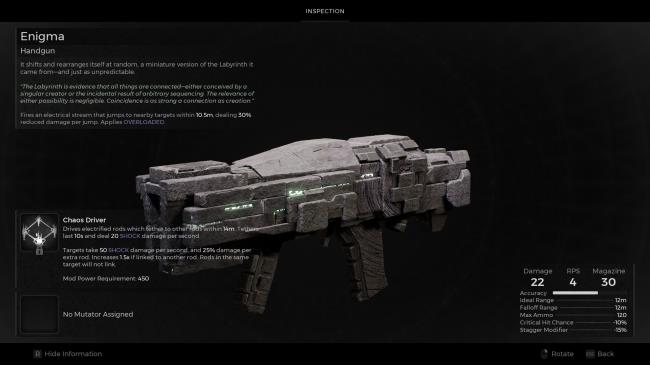 Enigma Handgun summary in Remnant 2
