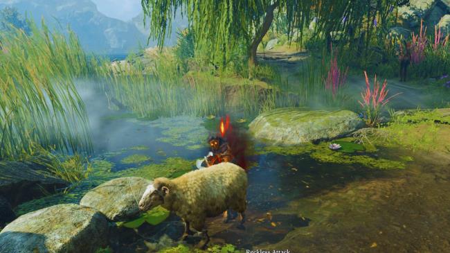 Baldur's Gate 3 - Barbarian enters rage behind a sheep
