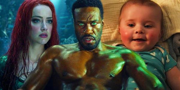 Custom image of Mera from Aquaman, as well as Black Manta shirtless and Aquababy in Aquaman 2.