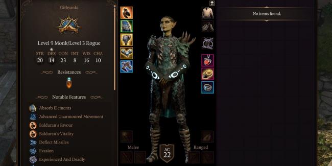 Baldur's Gate 3 Open Hand Monk Build Character Sheet