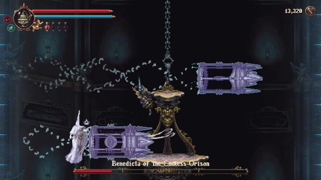 Blasphemous-2-Benedicta-Of-The-Endless-Orison-Multiple-Teleporting-Spiked-Pillars-Phase-2