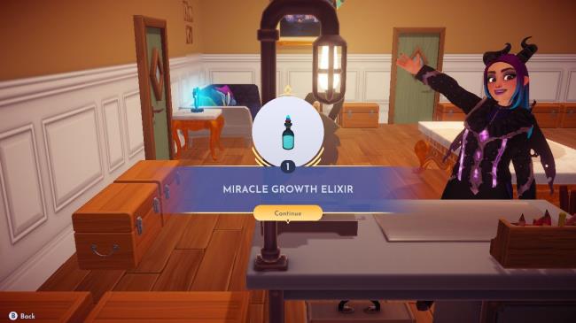 Disney Dreamlight Valley Miracle Pickaxe Polish teal glowing outline on an equipped pickaxe held by an avatar.